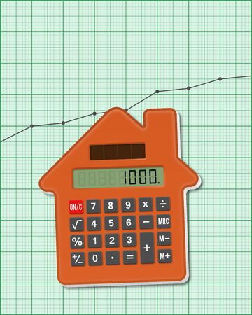 Plotting graph grid paper background and Calculator House, concept investmentの写真素材