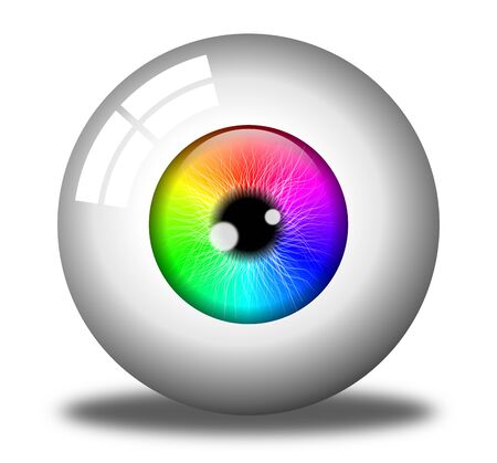 Realistic 3d human eye, colorful spectrum, white backgroundの写真素材