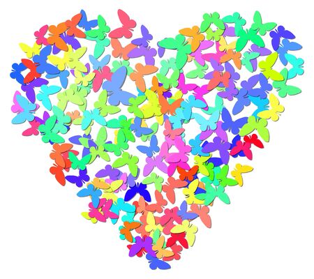 Colorful heart with butterflies, vector illustrationのイラスト素材