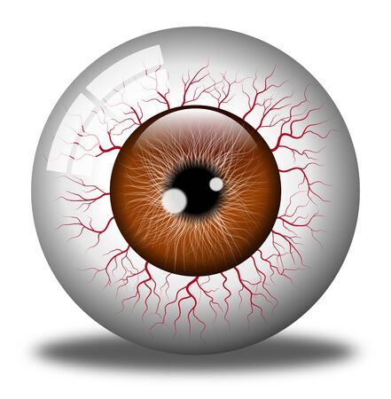 Realistic bloody 3d human eye, isolated, white backgroundの写真素材