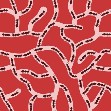 Cartoon anthill baby character, seamless pattern illustrationの写真素材