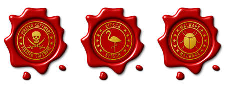 Stamp symbol as realistic red wax seal, isolated illustrationの写真素材