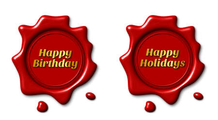 Celebration symbol and realistic red wax seal, isolated illustrationの写真素材