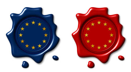 Wax seal 3d illustration, flag European Unionの写真素材