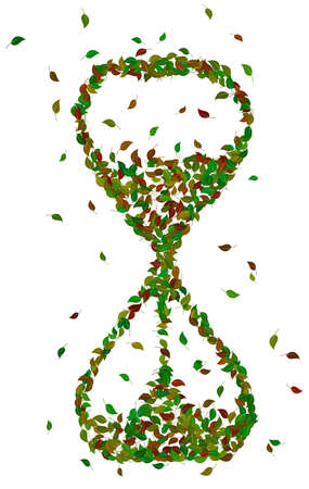Abstract hourglass with leaves, illustrationの写真素材