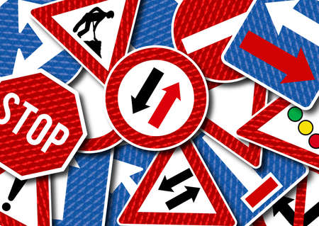 Chaotic background road sign, illustrationの写真素材