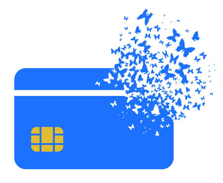 Credit card and flying butterfly, vector illustrationのイラスト素材