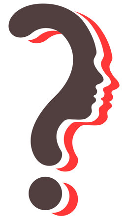 Colorful Question mark symbol silhouette of a girlのイラスト素材