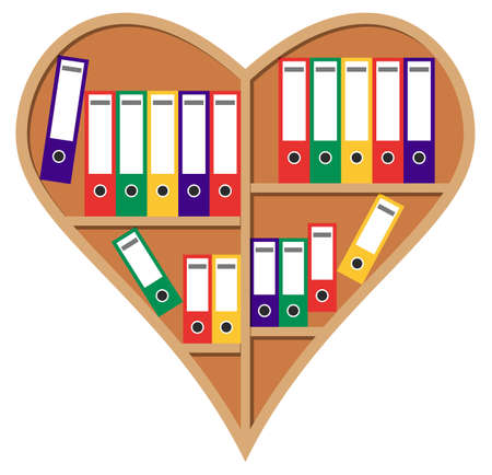Abstact card file shape heart, storage of data and documentation, vector illustrationのイラスト素材