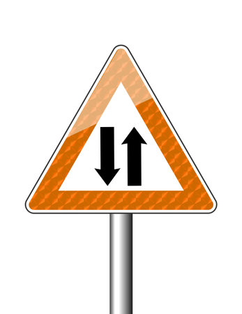 Road sign driving in both directions, illustrationの写真素材