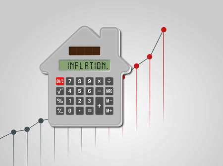 Calculator House, power consumption chart, inflation conceptの写真素材