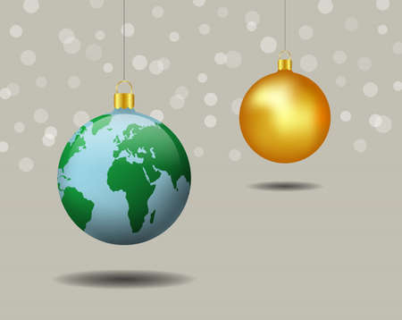 Abstarct christmas ball, earth planet world globe map and moonの写真素材