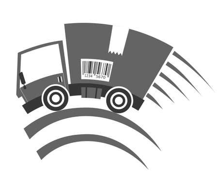 Delivery truck with cardboard box speed motion, vector illustrationのイラスト素材