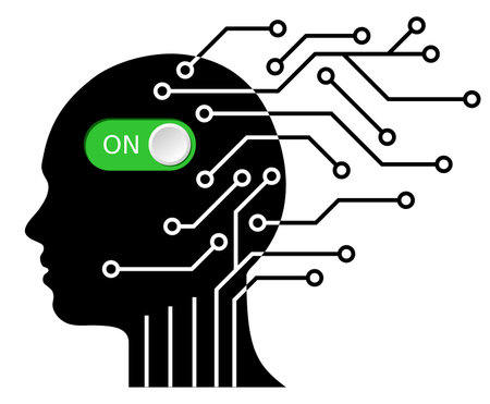 Girl silhouette, source code, Artificial Intelligenceのイラスト素材