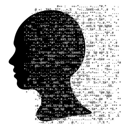 Girl silhouette, source code, Artificial Intelligenceのイラスト素材