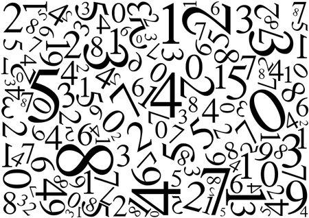 Background with numbers scattered chaotic, vector illustrationのイラスト素材