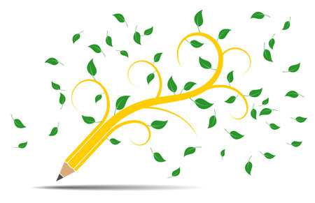 Pencil like a tree, concept ecology and recycleのイラスト素材