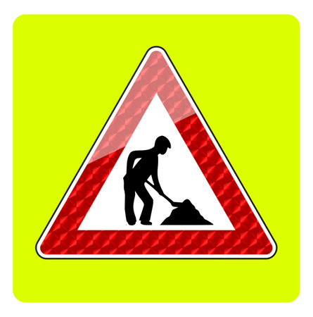 Reflective sign road work, transparent backgroundの写真素材
