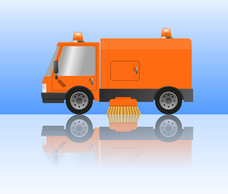 Modern street sweeper truck machine, illustrationの写真素材