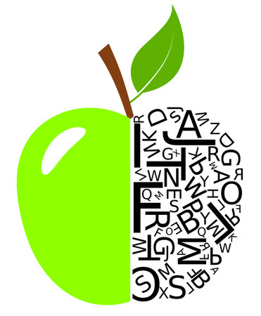 Apple with letters, vector illustrationのイラスト素材