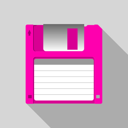 Pink floppy disk on gray background, vector illustrationのイラスト素材