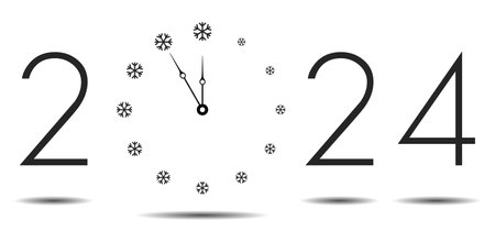 New Year 2024, Wall clock vector illustrationのイラスト素材