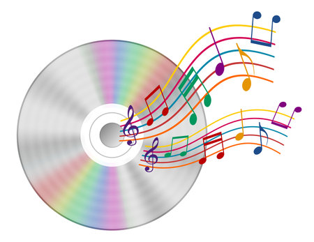 Realistic cd with a note record, illustrationの写真素材