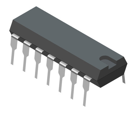 Integrated circuit in isometric view, vector illustrationのイラスト素材