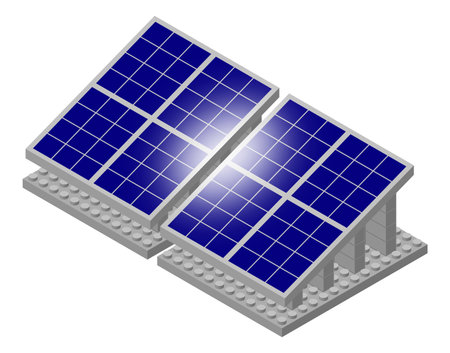 Solar panel made of plastic cubes, isometric viewの写真素材