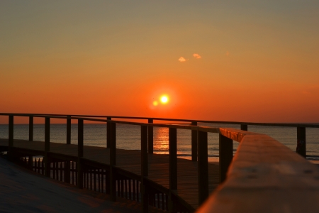 sunset on the beachの写真素材