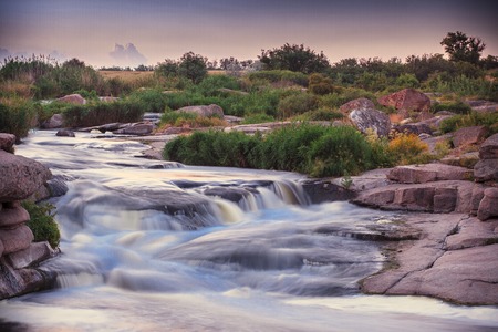 Beautiful nature south east of Ukraine Dnipropetrovsk, river, mountains, skirtsの写真素材