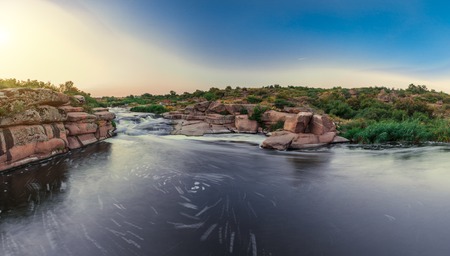 Beautiful nature south east of Ukraine Dnipropetrovsk, river, mountains, skirtsの写真素材