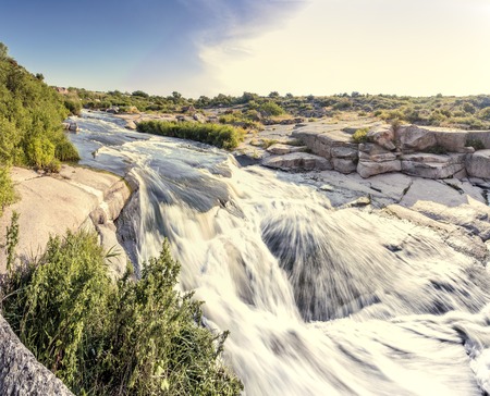 Beautiful nature south east of Ukraine Dnipropetrovsk, river, mountains, skirtsの写真素材