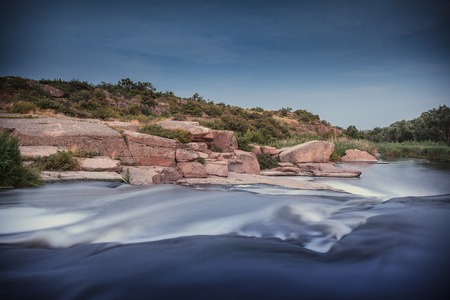 Beautiful nature south east of Ukraine Dnipropetrovsk, river, mountains, skirtsの写真素材