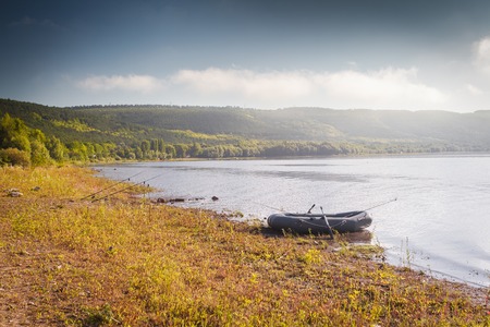 Beautiful nature south east of Ukraine Dnipropetrovsk, river, mountains, skirtsの写真素材