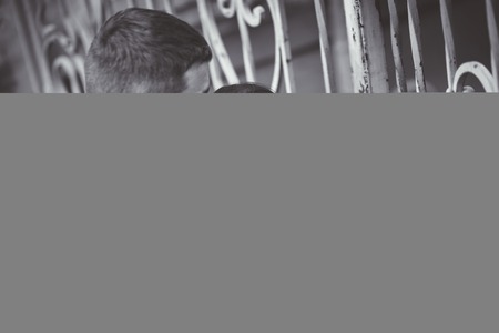 loving couple in city spring evening sunの写真素材