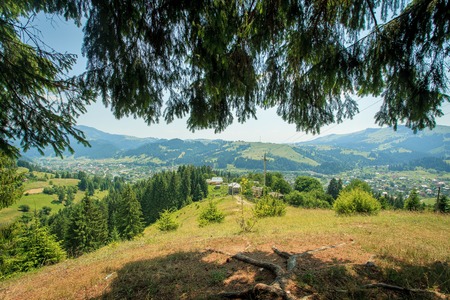 Low Ukrainian Carpathians in the west of the country with spectacular sceneryの写真素材
