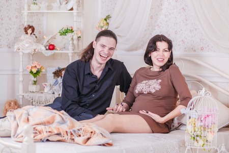 young couple trying pregnant love happy