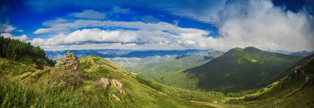 Panoramic view from the mountain to the valley Ukraine