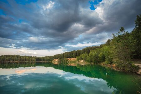 green lake water nature Ukraineの写真素材
