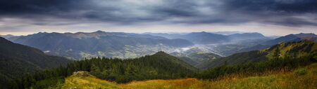 Ukrainian Carpathians panorama sunrise mountainsの写真素材
