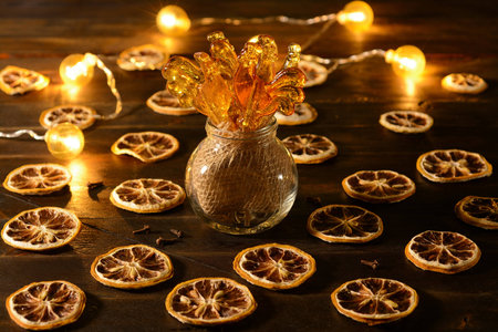 Christmas still life with candyの写真素材