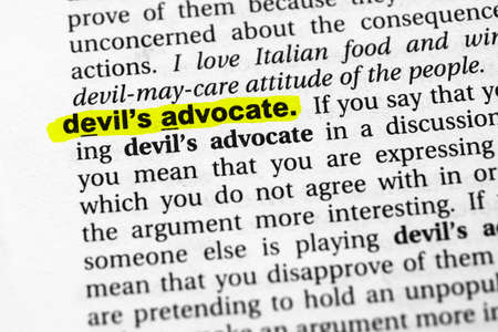 Highlighted word devil's advocate concept and meaningの写真素材