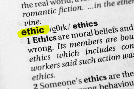 Highlighted word ethic concept and meaning.の写真素材