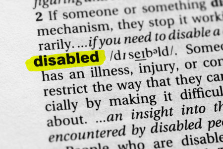 Highlighted word disabled concept and meaning.の写真素材