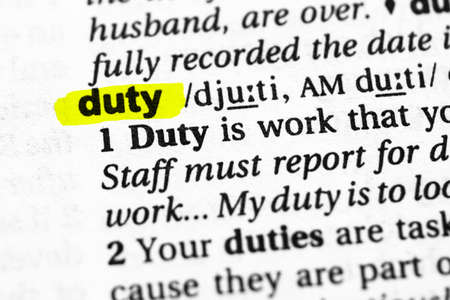 Highlighted word duty concept and meaning.の写真素材