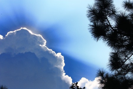 Blue sky and white cloudの写真素材