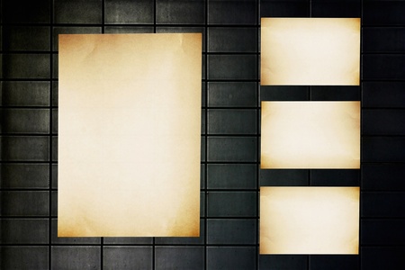 Grunge vintage old paper on dark wallの写真素材