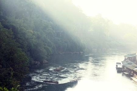 dying railway tracks in period world war 2 of thailandの写真素材