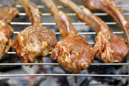 Lamb Chops On Grill, Selective Focus